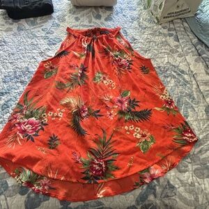 Gibson Vibrant Floral High Low Skirt